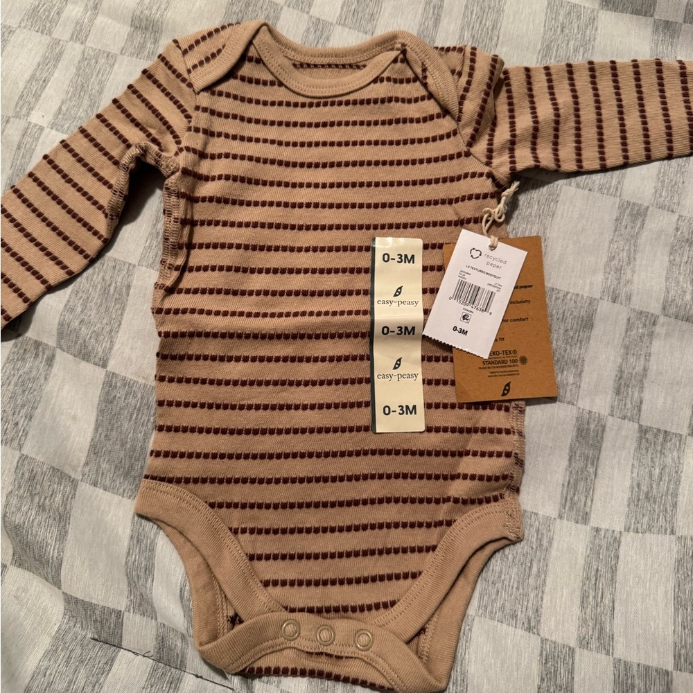 Cozy Earth-Toned Striped Baby Bodysuit
